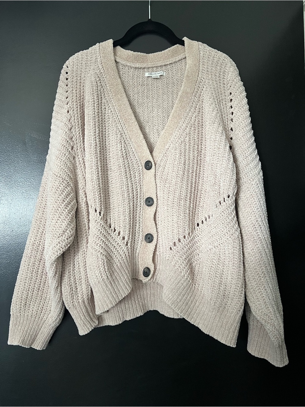 American Eagle Cozy V-Neck Chunky Knit Chenille Cardigan